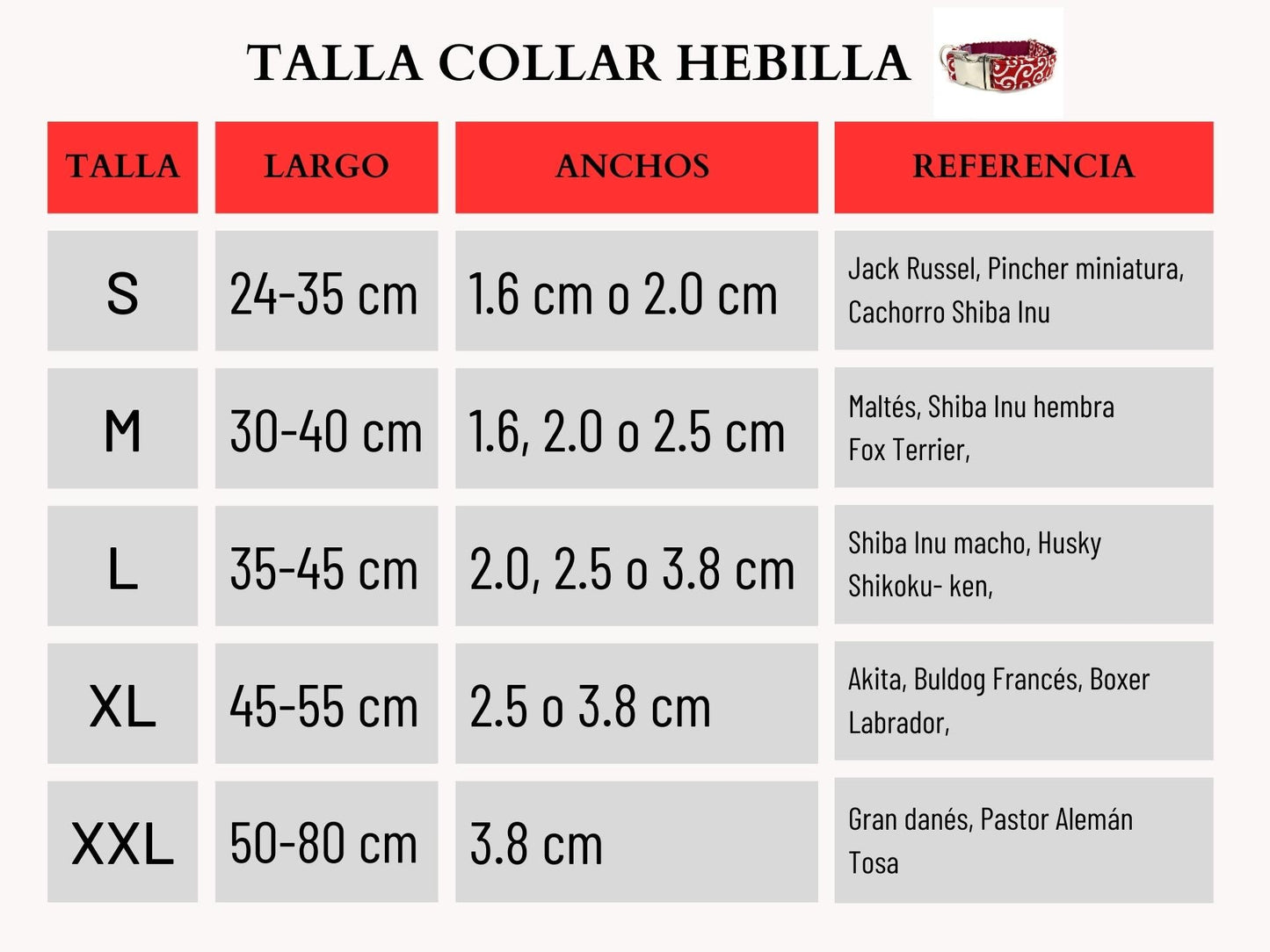 Tabe talla para collar