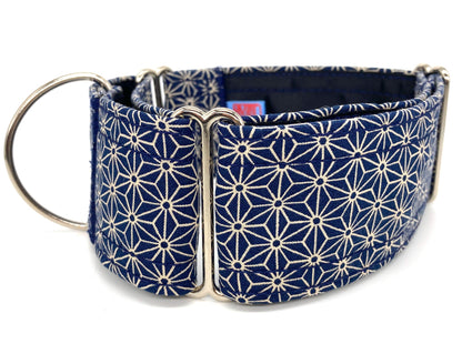 Collar martingale azul estampado Asanoha