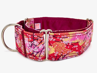 Collar Martingale Rojo con flores de Sakura